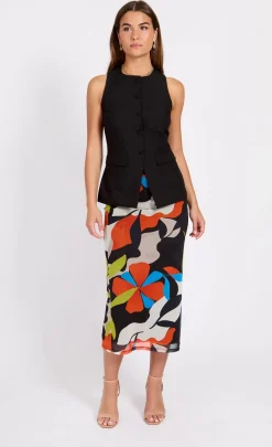 Little Mistress Skirts | Summer / Holiday<Printed Mesh Midi Skirt