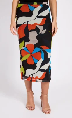 Little Mistress Skirts | Summer / Holiday<Printed Mesh Midi Skirt