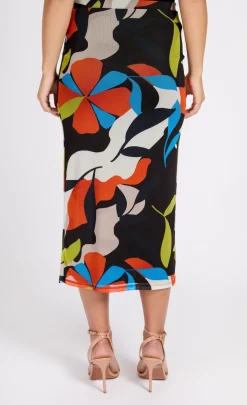 Little Mistress Skirts | Summer / Holiday<Printed Mesh Midi Skirt