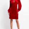 Little Mistress Dresses | Mini Dresses<Velvet Crossover Detail Mini Dress