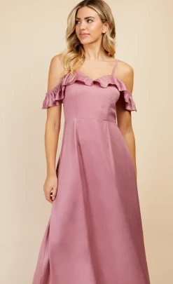 Little Mistress Dresses<Rose Quartz Frill Cold-Shoulder Maxi Dress