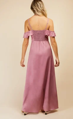 Little Mistress Dresses<Rose Quartz Frill Cold-Shoulder Maxi Dress