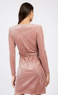 Little Mistress Race Day Edit<Rose Stripe Velvet Devore Cowl Neck Mini Dress