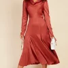 Little Mistress Dresses | Midi Dresses<Rust Satin Cowl Neck Midaxi Dress