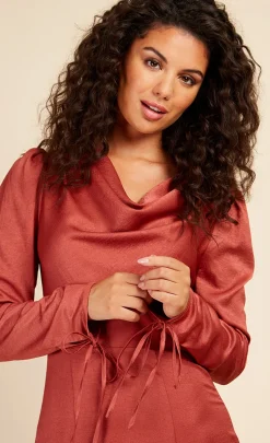 Little Mistress Dresses | Midi Dresses<Rust Satin Cowl Neck Midaxi Dress