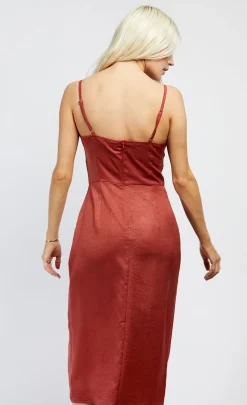 Little Mistress Race Day Edit | Summer / Holiday<Rust Satin Scoop Neck Midi Dress