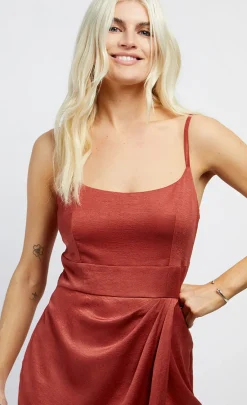 Little Mistress Race Day Edit | Summer / Holiday<Rust Satin Scoop Neck Midi Dress