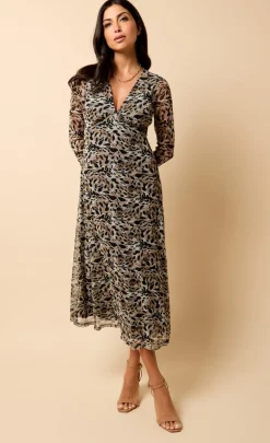 Little Mistress Dresses | Race Day Edit<Saffron and Amber Animal Print Mesh Midi Dress