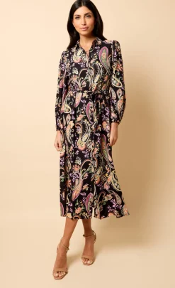 Little Mistress Dresses | Race Day Edit<Saffron and Amber Pastel Paisley Print Midi Dress