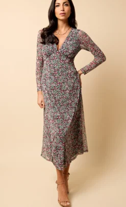 Little Mistress Dresses | Race Day Edit<Saffron and Amber Ditsy Floral Print Midi Dress