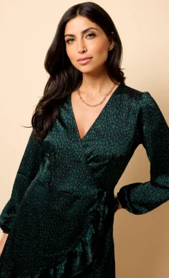 Little Mistress Dresses | Race Day Edit<Saffron and Amber Animal Print Wrap Mini Dress