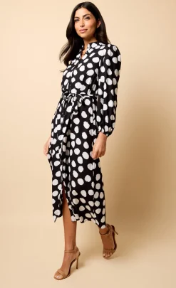 Little Mistress Dresses | Race Day Edit<Saffron and Amber Monochrome Spot Print Midi Dress