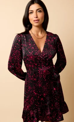 Little Mistress Race Day Edit | Dresses<Saffron and Amber Pink Star Wrap Mini Dress