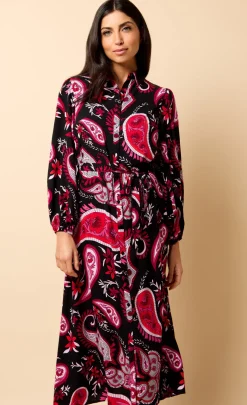 Little Mistress Dresses | Race Day Edit<Saffron and Amber Red Paisley Print Midi Dress