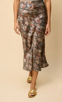 Little Mistress Skirts<Sage Blur Print Midaxi Skirt