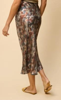 Little Mistress Skirts<Sage Blur Print Midaxi Skirt