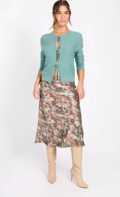Little Mistress Skirts<Sage Blur Print Midaxi Skirt