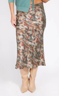 Little Mistress Skirts<Sage Blur Print Midaxi Skirt