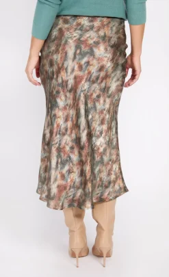 Little Mistress Skirts<Sage Blur Print Midaxi Skirt