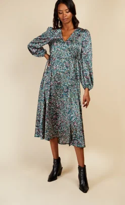 Little Mistress Race Day Edit<Satin Print Midaxi Dress