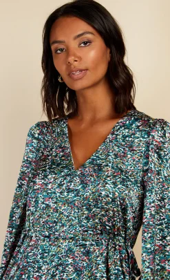 Little Mistress Race Day Edit<Satin Print Midaxi Dress