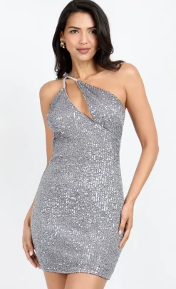 Little Mistress Chloe Lewis Collection | Dresses<Sequin Asymmetric Mini Dress by Chloe Lewis