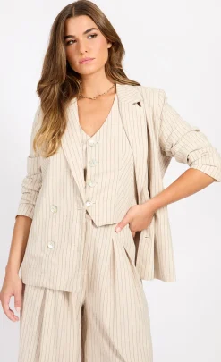Little Mistress Blazers | Co-Ords<Striped Blazer With Linen