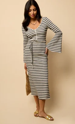 Little Mistress Knitwear | Dresses<Striped Knitted Midaxi Dress