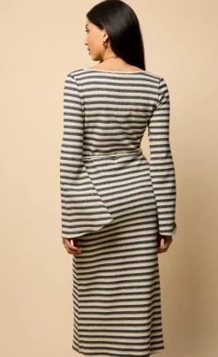 Little Mistress Knitwear | Dresses<Striped Knitted Midaxi Dress