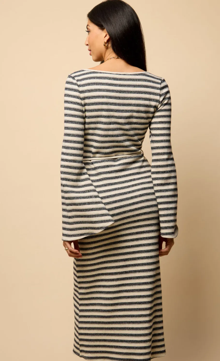 Little Mistress Knitwear | Dresses<Striped Knitted Midaxi Dress