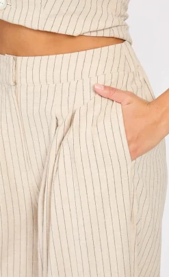 Little Mistress Co-Ords | Office Fashion<Striped Trousers With Linen