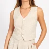 Little Mistress Co-Ords<Striped Waistcoat With Linen