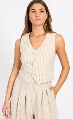 Little Mistress Co-Ords<Striped Waistcoat With Linen