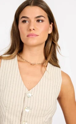 Little Mistress Co-Ords<Striped Waistcoat With Linen