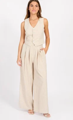 Little Mistress Co-Ords<Striped Waistcoat With Linen