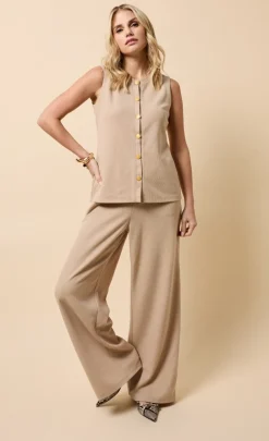 Little Mistress Co-Ords | Knitwear<Taupe Knitted Button Detail Waistcoat