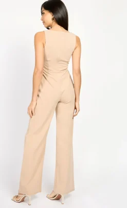Little Mistress Chloe Lewis Collection | Jumpsuits & Playsuits<Taupe Wide Leg Corset Jumpsuit by Chloe Lewis