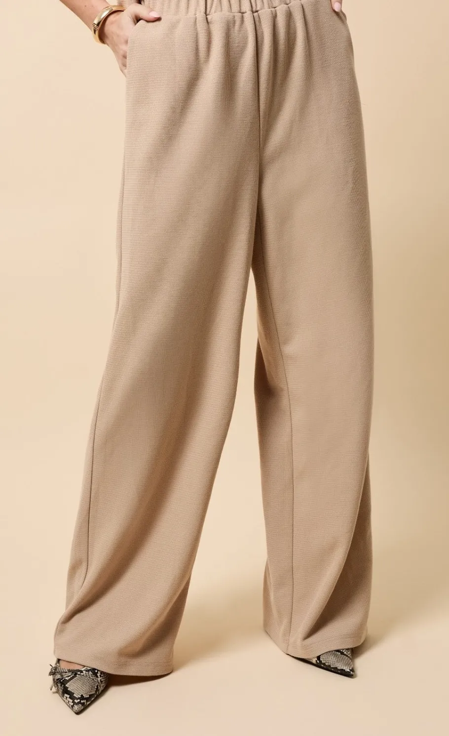 Little Mistress Co-Ords | Knitwear<Taupe Wide Leg Knitted Trousers