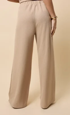 Little Mistress Co-Ords | Knitwear<Taupe Wide Leg Knitted Trousers