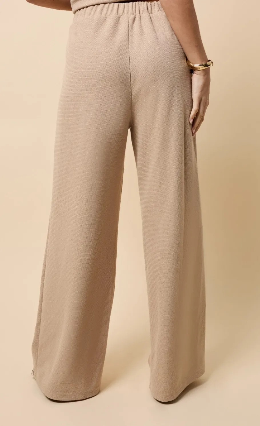 Little Mistress Co-Ords | Knitwear<Taupe Wide Leg Knitted Trousers