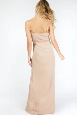 Little Mistress Dresses | Race Day Edit<Tegan Cream Satin Mock Wrap Maxi Dress