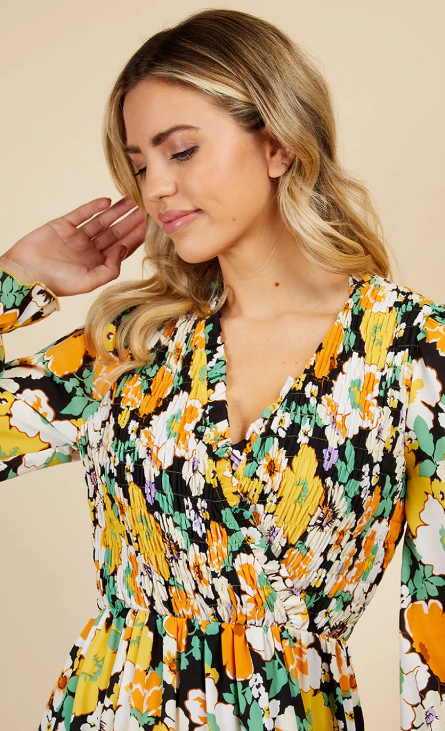 Little Mistress Dresses | Race Day Edit<Vintage Floral Shirred Mock Wrap Maxi Dress