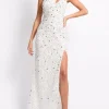Little Mistress Dresses | Race Day Edit<White Embellished One-Shoulder Maxi Dress