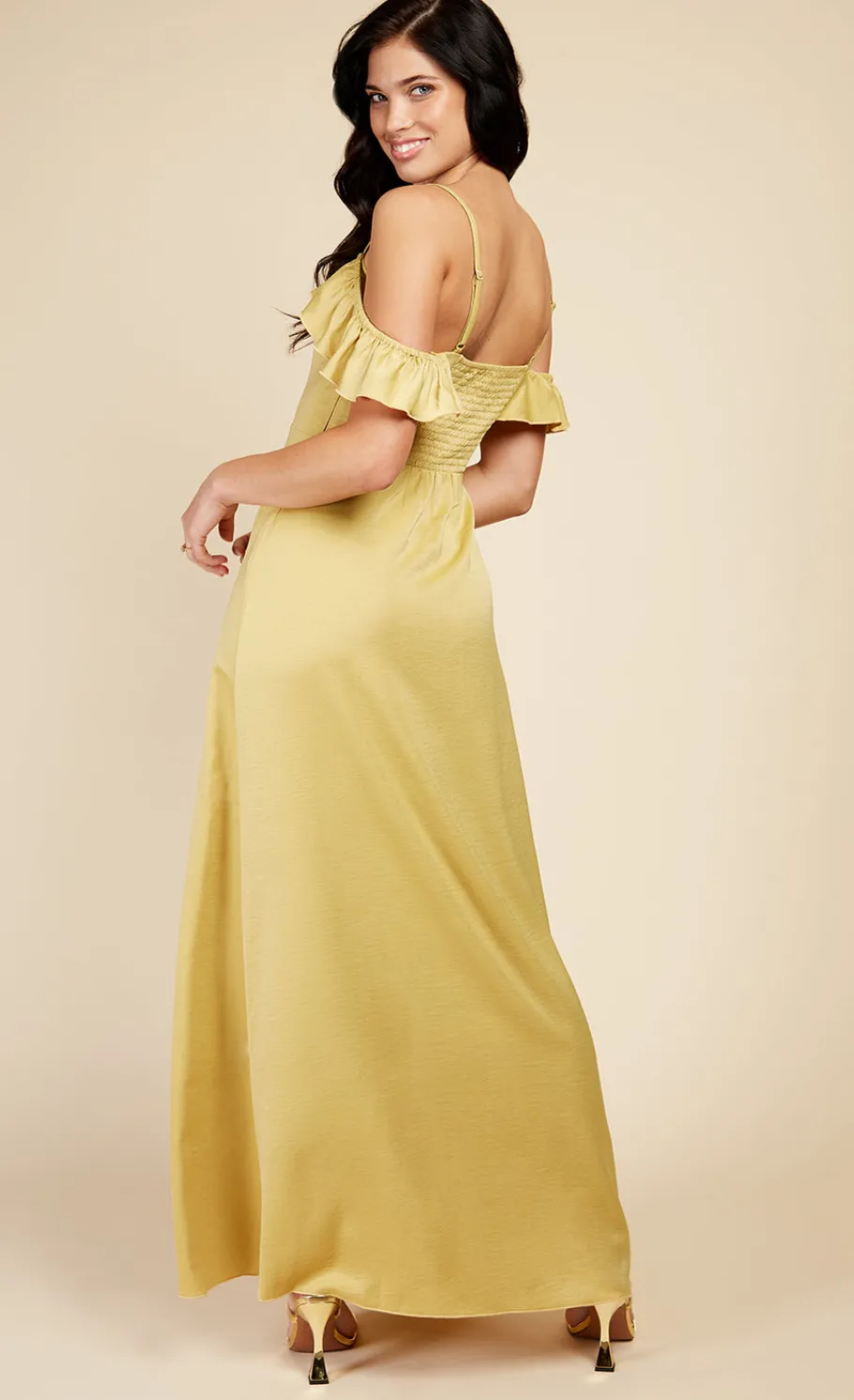 Little Mistress Dresses<Frill Cold-Shoulder Maxi Dress