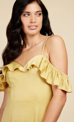 Little Mistress Dresses<Frill Cold-Shoulder Maxi Dress