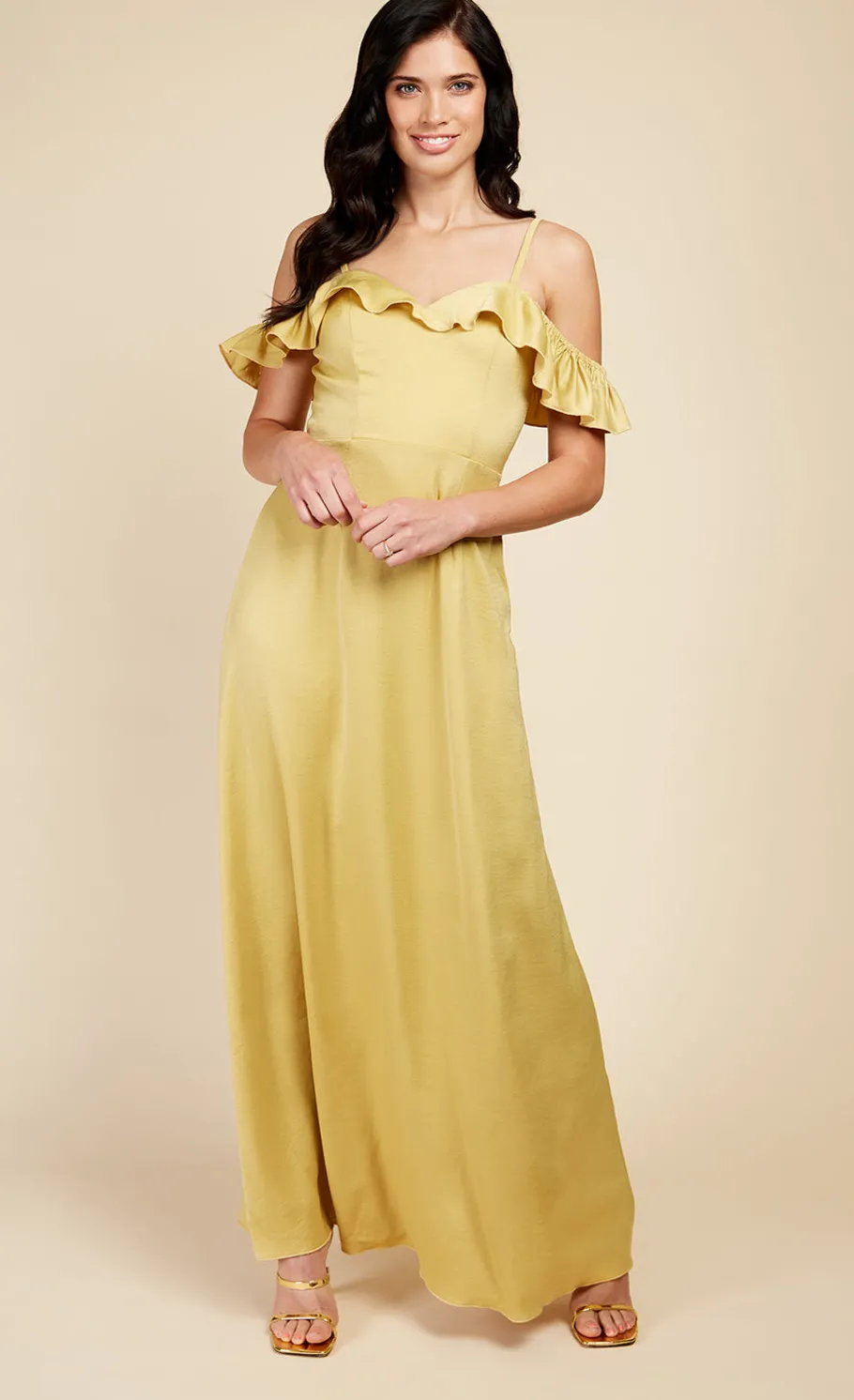 Little Mistress Dresses<Frill Cold-Shoulder Maxi Dress